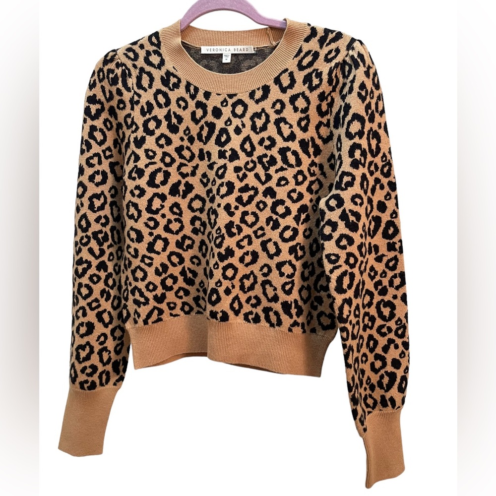Veronica Beard Wool Blend Leopard Print Sweater Size Medium